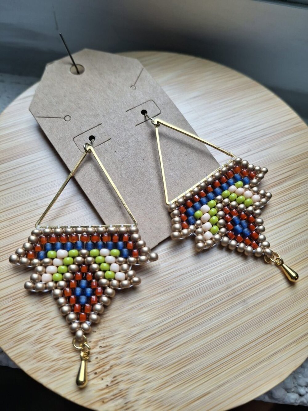 Hand Beaded Lotus Earrings